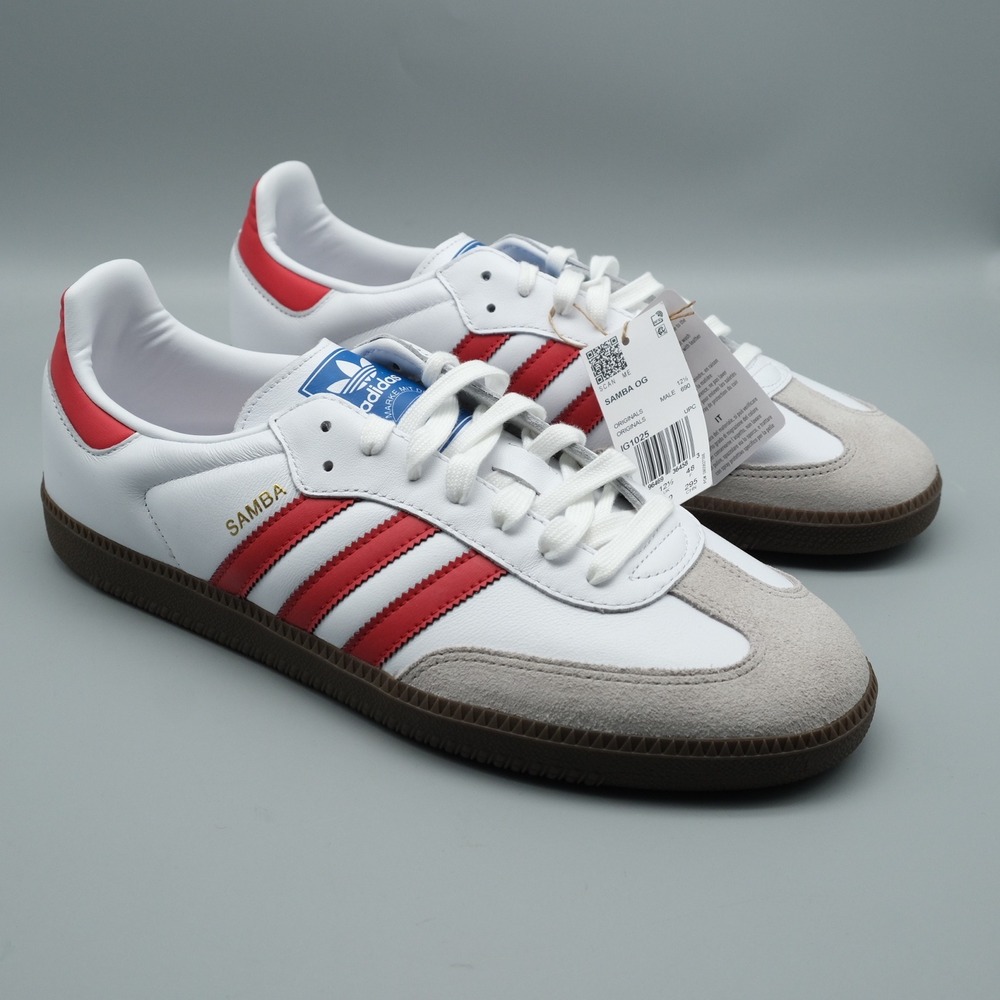 NWT Adidas Samba OG Men's  Size 13 White Red Gum Sneakers